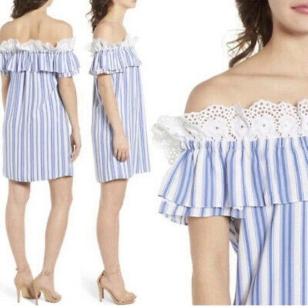 MISA Los Angeles Linen Carina Dress Blue Stripes Size XS - Picture 5 of 14